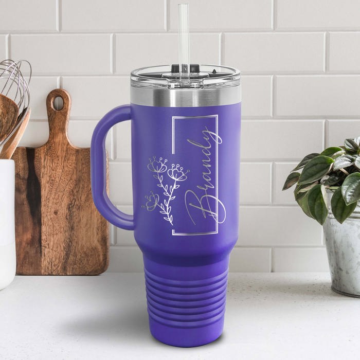 40 oz. Personalized Metal Tumbler with Straw