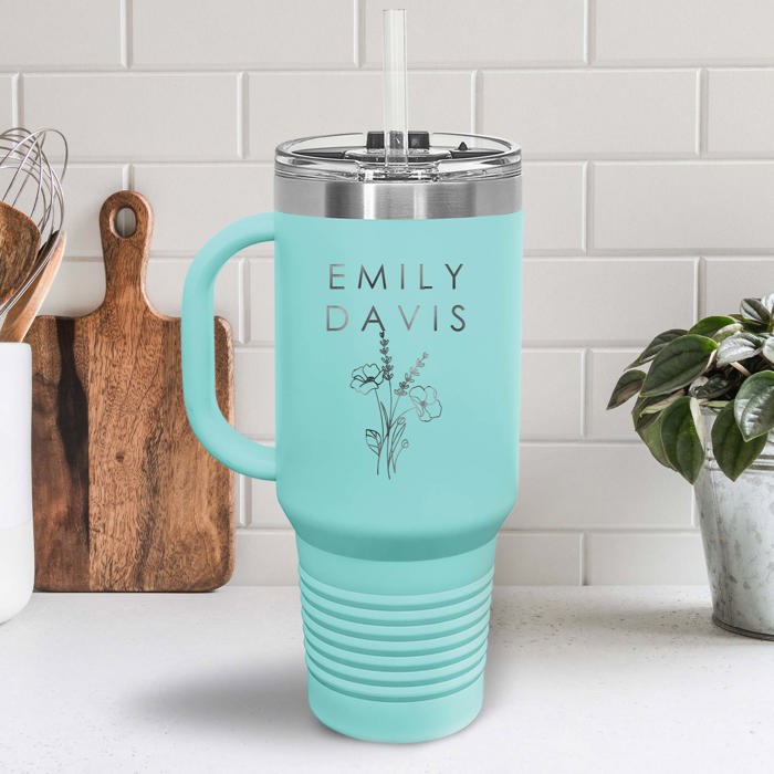 40 oz. Personalized Metal Tumbler with Straw
