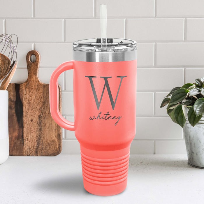 40 oz. Personalized Metal Tumbler with Straw