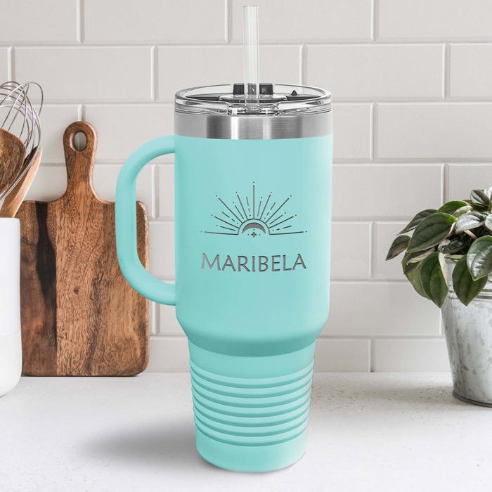 40 oz. Personalized Metal Tumbler with Straw
