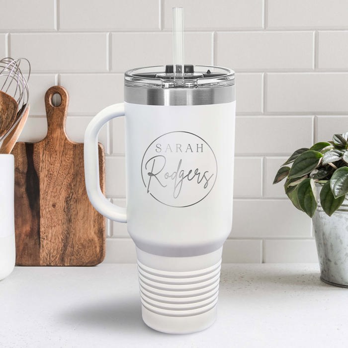 40 oz. Personalized Metal Tumbler with Straw