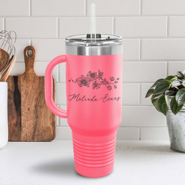 40 oz. Personalized Metal Tumbler with Straw