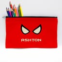Red Super Hero Personalized Pencil Bags