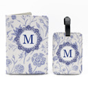 Blue Damask Personalized Passport & Luggage Tag Set