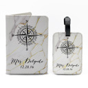 White Marble- Delgado Personalized Passport & Luggage Tag Set