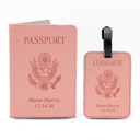 Passport Seal - Pink Personalized Passport & Luggage Tag Set
