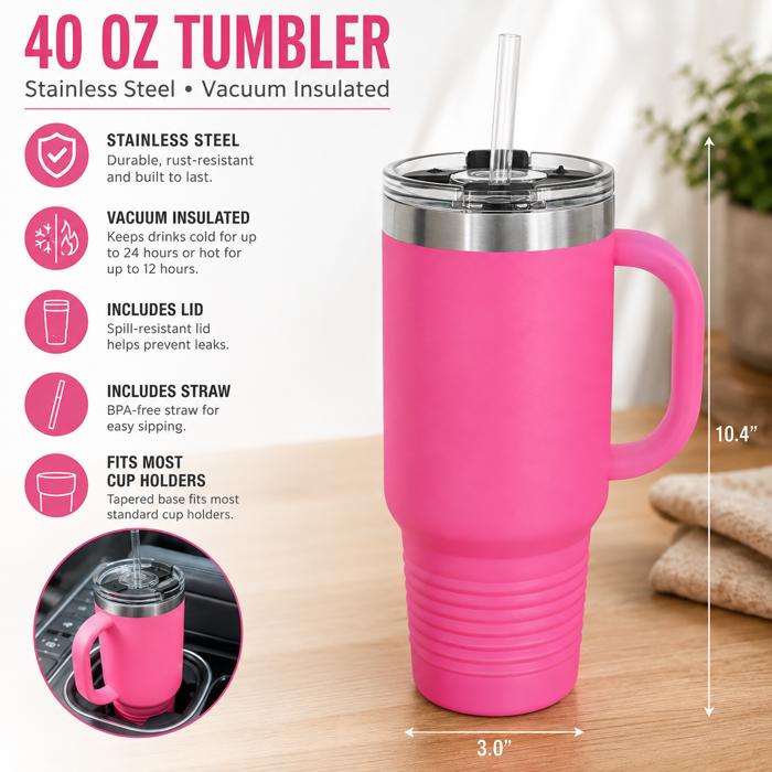40 oz. Personalized Metal Tumbler with Straw