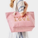  Summer Love Glitz Beach Tote Bag – Oversized Sequin Message Bag with Rope Handles
