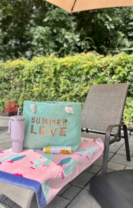 Summer Love Glitz Beach Tote Bag – Oversized Sequin Message Bag with Rope Handles