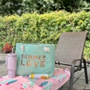  Summer Love Glitz Beach Tote Bag – Oversized Sequin Message Bag with Rope Handles