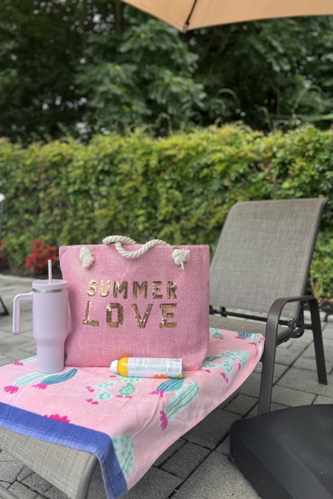 Summer Love Glitz Beach Tote Bag – Oversized Sequin Message Bag with Rope Handles