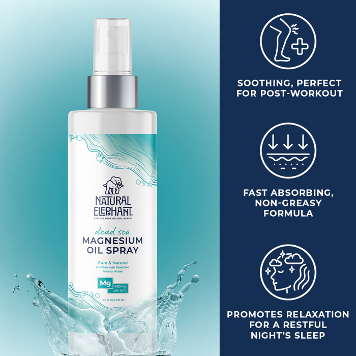 Natural Elephant Dead Sea Magnesium Oil Spray and Bath Flakes Set