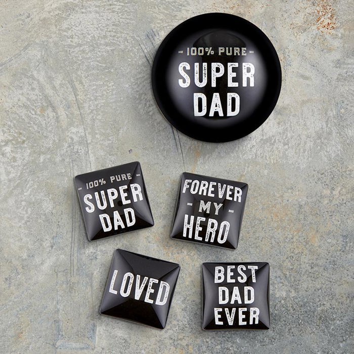 Super Dad Square Glass Magnet Set In Gift Box | Dad Gift, Father, Stocking Stuffer