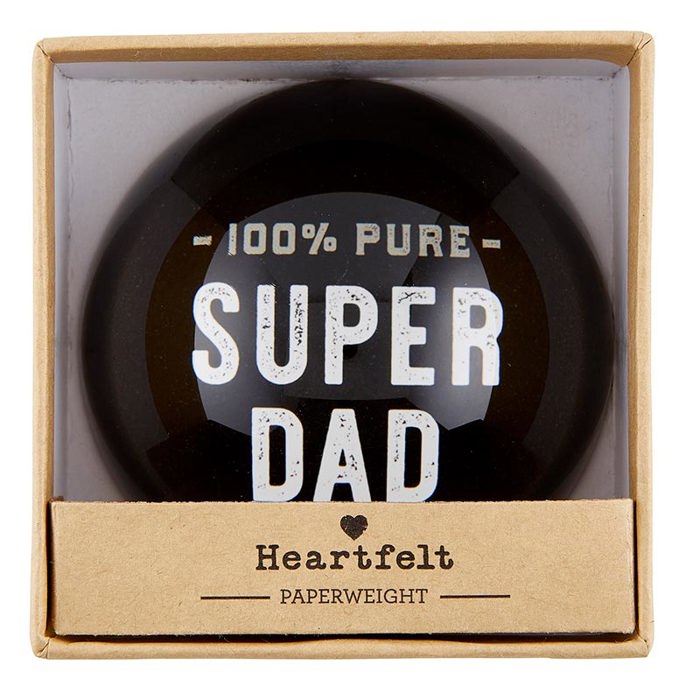 100% Pure Super Dad Glass Dome Paperweight In a Gift Box | Dad Gift, Father, Stocking Stuffer