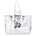  100% That Girl Large Silver Wrinkle Carry All Bag | Big Grocery Shopping Tote Bag