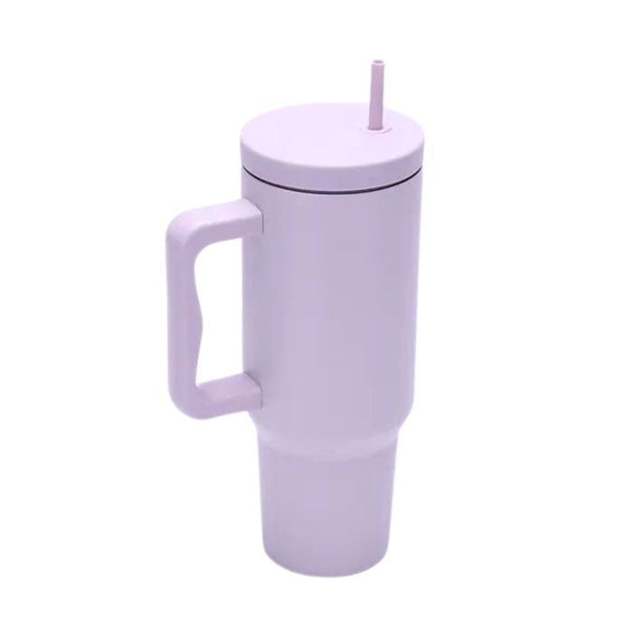 40 oz Raspberry Monochrome Tumbler with Handle and Straw Lid | Cup Holder Friendly Insulated Stainless Steel Travel Mug