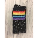Black Over the Knee Jeweled Rainbow Glam Disco Socks (Black or White Rainbow)