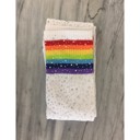 White Over the Knee Jeweled Rainbow Glam Disco Socks (Black or White Rainbow)