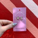 Star and Moon (Stay Wild Moon Child) Halloween Spooky Earrings on Giftable Cards for Boo Baskets, Gifts, Gothic Fun