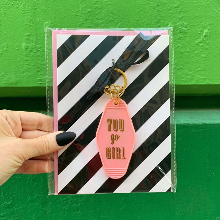 Girl to Girl Keychains on Gift Cards | Best Babes, Good Vibes, Soul Sisters, You are My Fave, You Go Girl, You Got This