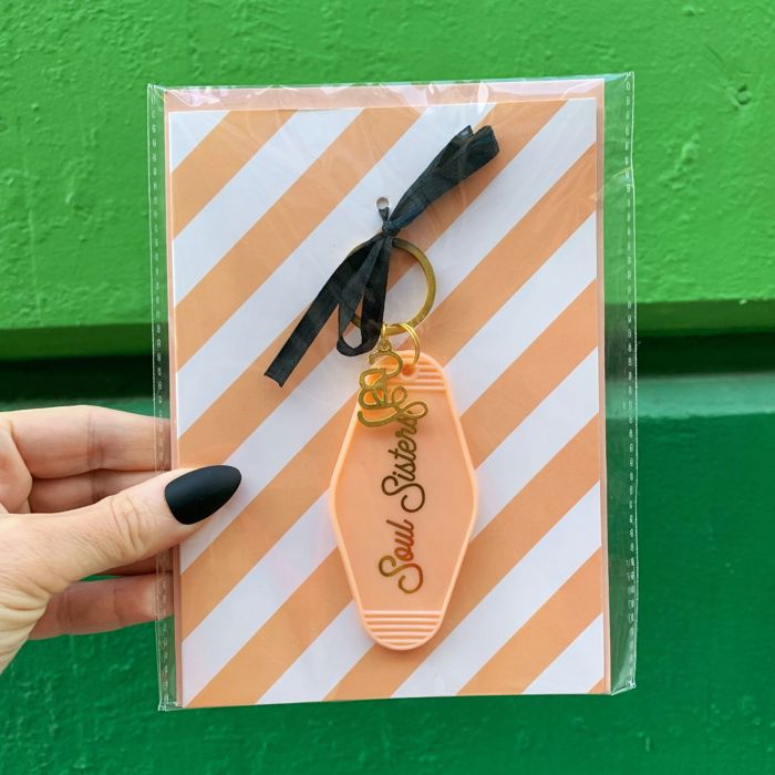 Girl to Girl Keychains on Gift Cards | Best Babes, Good Vibes, Soul Sisters, You are My Fave, You Go Girl, You Got This