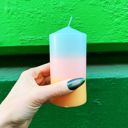 Mini Pillar Candle in Blue Pink Orange Ombre and Floral Feminine Pillar Candles | Home Gift for Her