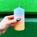 Mini Pillar Candle in Blue Pink Orange Ombre and Floral Feminine Pillar Candles | Home Gift for Her
