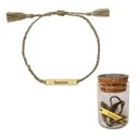 Feminist Stamped Brass Bar Woven Thread Bracelet Giftable String Bracelets in a Glass Keepsake Jar - Mama, Girl Boss, Peace Out, Feminist, You're My Fave, Me and You 