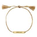 Peace Out Stamped Brass Bar Woven Thread Bracelet Giftable String Bracelets in a Glass Keepsake Jar - Mama, Girl Boss, Peace Out, Feminist, You're My Fave, Me and You 