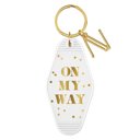 On My Way White Motel Keychain Key Tag Feminine Stocking Stuffer Keychains - Out of Office, Beach Please, Weekend Vibes, Keys to the Dream House