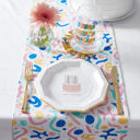 Party Animal Fabric Table Runner | Colored Balloon Animal Design | 13" x 70" Fabric Table Runners - 4 Options - Floral, Retro Mod, Geometric, Balloon Dog Party
