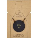 Open Me Leather Wine Bottle Tag in Black | Wine Gift Label Accessory | 2" Leather Wine Bottle Tag - 4 Options | Wine Gift Label Accessory
