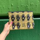 Zipper Pouch Hello Future Bring It Mystical Hand Zipper Pouch and Dish Tea Towel - All-Over Astrology Design in Yellow and Black