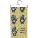 Dish Towel Hello Future Bring It Mystical Hand Zipper Pouch and Dish Tea Towel - All-Over Astrology Design in Yellow and Black