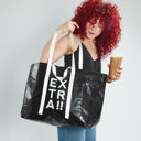 Extra!! in Black Extra Large Wrinkle Carry-All Tote Bag in Metallic Silver or Black Shine