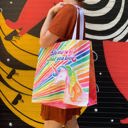 Do More Of What You Love Large Market Tote Bag in '70s-'80s Unicorn Rainbow Design | 15.50" x 15.25" Large Market Shopper Totes with Cute Designs and Sayings | Daily Shopping Storage Bag