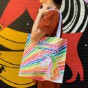 Do More Of What You Love Large Market Tote Bag in '70s-'80s Unicorn Rainbow Design | 15.50" x 15.25" Large Market Shopper Totes with Cute Designs and Sayings | Daily Shopping Storage Bag