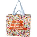 Love Grows Everywhere Shopping Tote Bag | Extra Large Market Eco Bag | 19.50" x 17.50" x 7" Large Market Shopper Totes with Cute Designs and Sayings | Daily Shopping Storage Bag