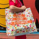 Love Grows Everywhere Shopping Tote Bag | Extra Large Market Eco Bag | 19.50" x 17.50" x 7" Large Market Shopper Totes with Cute Designs and Sayings | Daily Shopping Storage Bag
