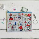 Gnomes | 9.5" x 7" Recycled Material Pencil or Makeup Bag and Coin Purses with Sayings: Gnomes, Rainbow, She Believed She Could So She Did
