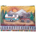 Camper | 9.50" x 7" Recycled Material Pencil or Makeup Bag and Coin Purses with Sayings: Gnomes, Rainbow, She Believed She Could So She Did