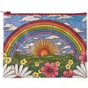 Rainbow and Sunrise | 9.50" x 7" Recycled Material Pencil or Makeup Bag and Coin Purses with Sayings: Gnomes, Rainbow, She Believed She Could So She Did