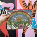 Rainbow and Sunrise | 9.50" x 7" Recycled Material Pencil or Makeup Bag and Coin Purses with Sayings: Gnomes, Rainbow, She Believed She Could So She Did
