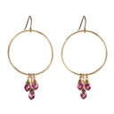 Violet Glass Beads Dangle Hoops Earrings | Glass Crystal Gemstones Dangle Hoop Gem Earrings - 6 Color Options |  Cut Glass Gemstones Fashion Jewelry
