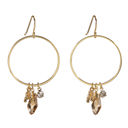 Mosaic Dangle Hoops Earrings in Gold | Cut Glass Crystal Gemstones Dangle Hoop Gem Earrings - 6 Color Options |  Cut Glass Gemstones Fashion Jewelry