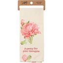 Peony For Your Thoughts Mothers Day Flower Pun Embroidered Tea and Dish Towels | Novelty Kitchen Hand Towels