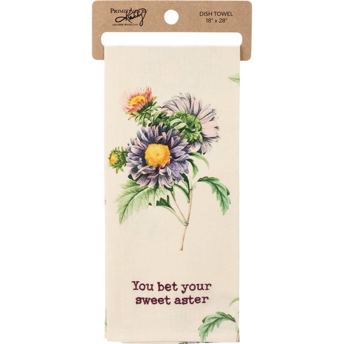 Mothers Day Flower Pun Embroidered Tea and Dish Towels | Novelty Kitchen Hand Towels