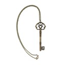Brass Tone Antique Key Pendant Necklace | Aged Brass Tone or Silver | Book Lover Bibliophile Vintage Gifts