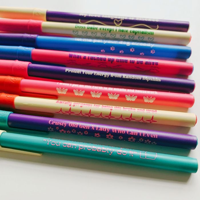Gen Z Aesthetic Blue Ink Pens | Pens with Funny Sayings
