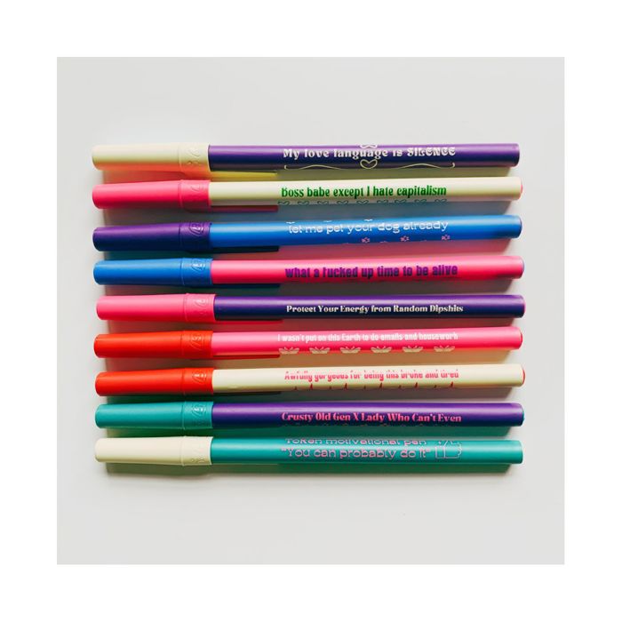Gen Z Aesthetic Blue Ink Pens | Pens with Funny Sayings